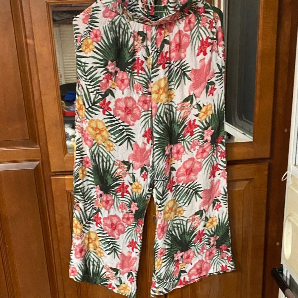 Anna Cai Boho Size Small Wide Leg Rayon Pant Vacation Casual Hippie Summer